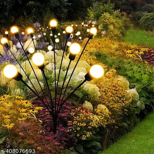 8 LED Solar Light Outdoor Swaying Firefly Garden lamp with 8 Led, Waterproof for Home Decor & Courtyard, Auto On/Off,Warm White (ABS Stainless Steel)