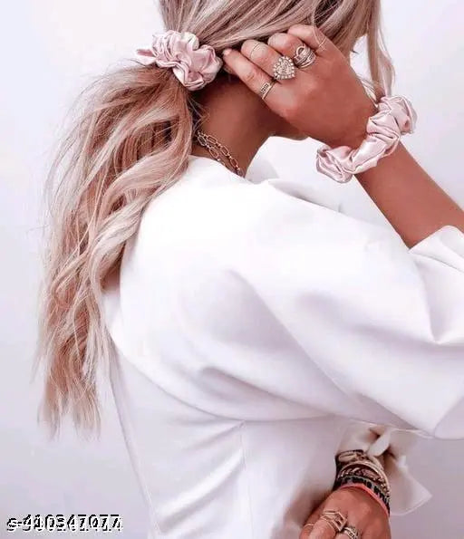 (Pack of 10) (Multicolor) Premium Silk Satin Scrunchies (Pack of 10) Rubber Rubber Band (Multicolor)