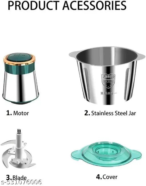 Electric Stainless Steel Vegetable & Meat Chopper with Powerful Motor – Multi-Functional Food Processor for Kitchen Use ( Green, Pack of 1 )