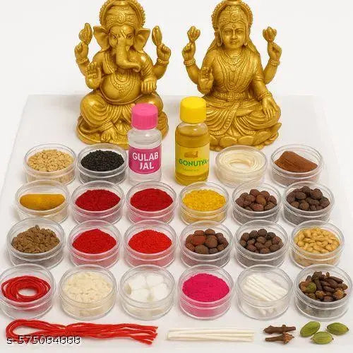 Diwali Poojan Samagri Kit – 24+ Essential Items for Lakshmi Pooja, Deepawali Rituals & Festive Celebrations | Hygiene Sensitive – Non-Returnable