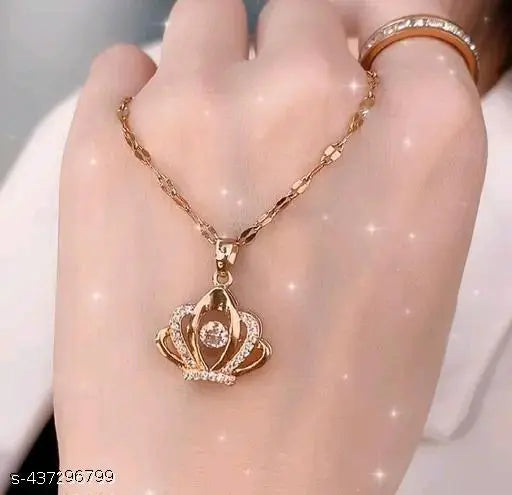 ATTRACTIVE DANCING DIAMOND LOTUS WITH ROSE GOLD CHAIN(Lotus)