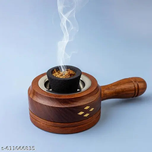 Wooden Loban Dan bakhoor and loban burner with Ash catcher