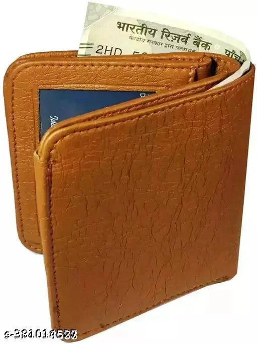 Men Tan Artificial Leather Wallet - Regular Size (5 Card Slots)