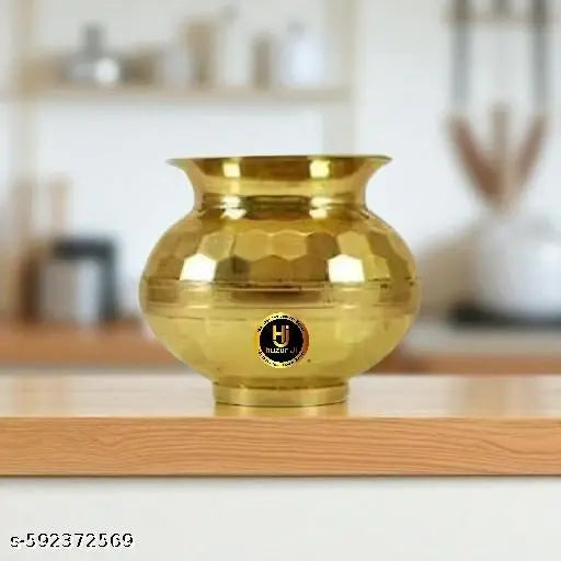 HUZUR JI pooja samagri brass ka lota pooja lota Brass Pooja Lota/Designer Lota/Pure Brass Lota/Flower Cutting Lota Brass Kalash (Gold) Set Of 1 Brass Kalash.