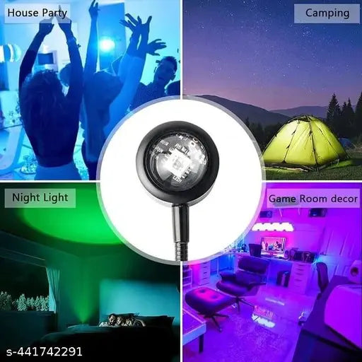 360 Degree Rotatable 7 Color 13 Functional Modes with Pattern Changing Button USB Sunset Projection Lamp USB Night Light for Cars, Bedroom, Parties, Videos, Insta Reels and More Night Lamp (18 cm, Black)