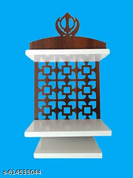 Sikh Wooden Wall Mount Khanda Temple , Wall Hanging Sikh Temple, Brown & White