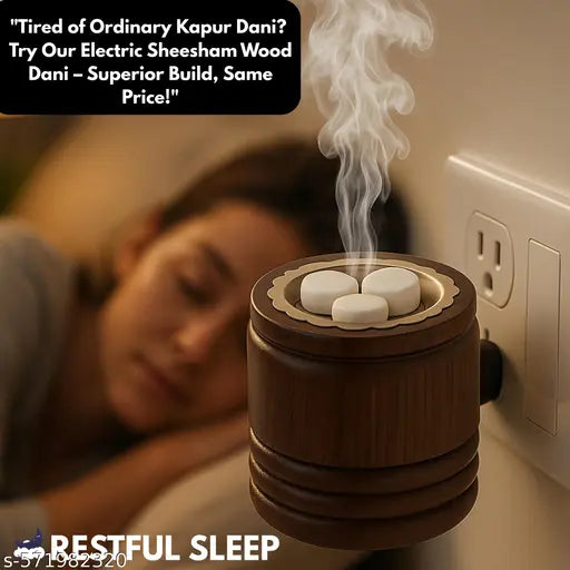 DIVYA SUGANDH Kapoor dani Electric Kapoor Kapur dani  dani Kapoor Burner for Home Fragrance Room Freshener/Kapur Burner/Kapoor Dispenser/ Holder for Pooja, Meditation Sheesham Wood - 1