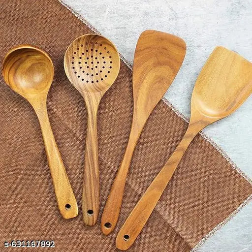 Wooden Cooking Utensils,Wooden Spoons for Cooking,Wooden Spoons for Nonstick Cookware,Organic Teak Wood Kitchen Utensil with Spatula,