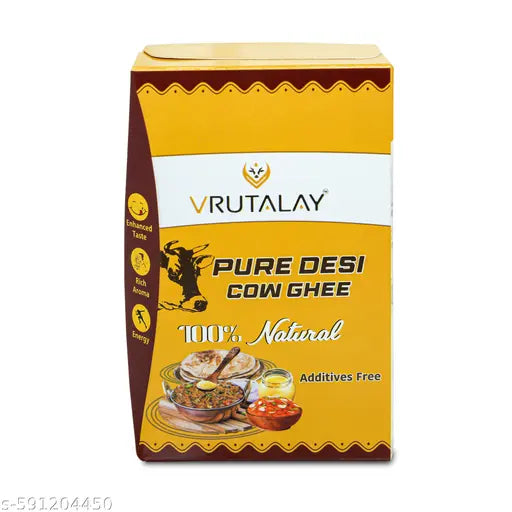 Vrutalay Desi Cow Ghee Tetra pack 1 Liter | Desi Cow Ghee | Vedic Ghee | No Added Color and Preservatives, No Added Fragrance, 100% Naturally obtained Ghee. | Desi Ghee.| Tetra pack 1 Liter
