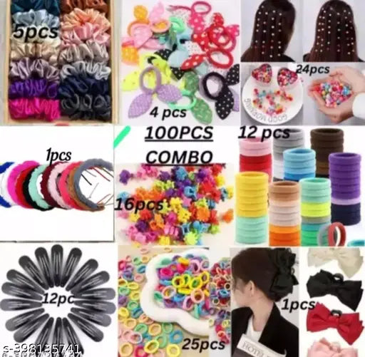 Pack of 100 piece hair accessories combo pack