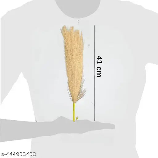 TS ARTS & CRAFT 3 Pcs Artificial Faux pampass Fluffy Flowers Fake Flower for Home, Christmas, Wedding Decoration, Office, Bedroom, Balcony, Living Room, Table Decoration, Plants and Craft Items Corner (Brown) (Without Vase Pot)