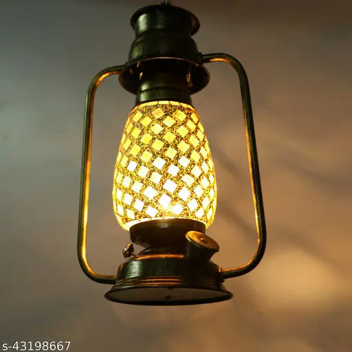 Antique Pendant Hanging Lantern Lamp Light With Colorful Glass Perfect Match Of Trading And Traditional