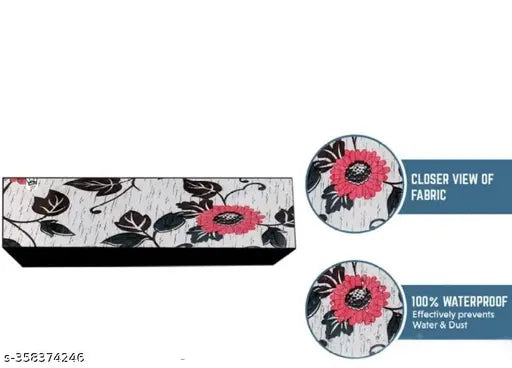 AC Covers 1.5 Tons Indoor Unit Only | All Weather Covers | Protection from Dusts, Insects and Corrosion | Winter Friendly | Elastic Stretchable | Attractive Digital Prints | (RED -BIG FLOWER)