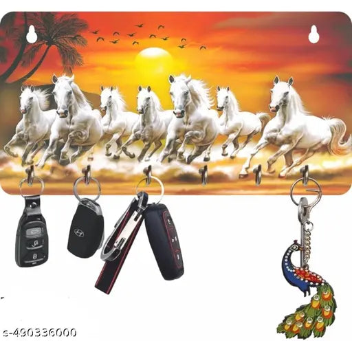 Key Holder for Home | Wall Stylish Key Stand | Key Hanger | Key Chain Holders for Wall with 7 Key Hooks (Multicolor)