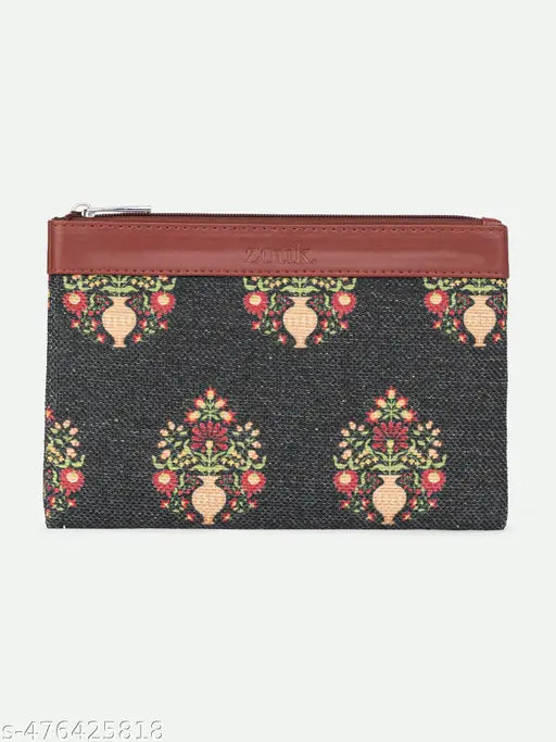 Zouk Royal Green Mogra Print Classic Utility Pouch