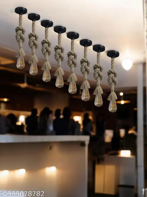 Hanging Rope Light, Decorative Light Pack of 8 Without Bulb ( Brown )- Home Decor, Fancy Light, Stylish Light,