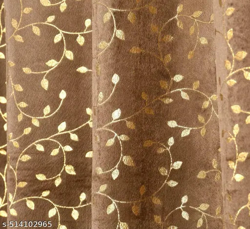 Homyhise Beautiful Leaf Printed Home Decor Velvet Curtains Blackout PARDA Curtain for Window, Door, Longdoor 5, 7, 9 feet (Pack of 1)