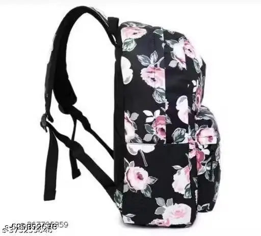 Grey colour Cats printed Backpack for college, school, kinder garden kids & office going girls & women, lightweight bag