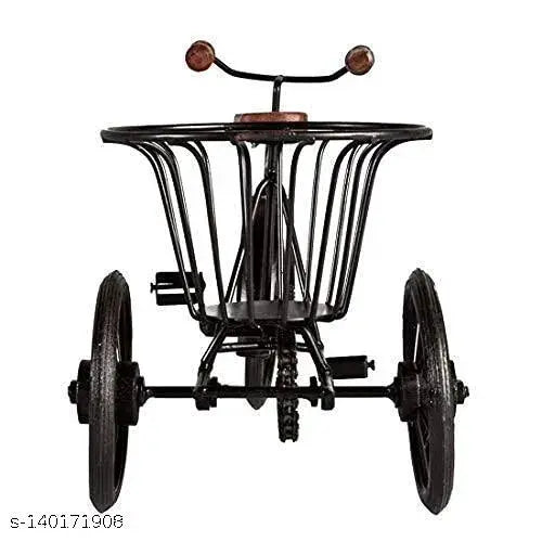 CraftKemp Wrought Iron Rickshaw Showpiece with Flower Stand