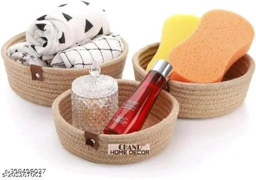 Smal mini rope storage Round basket Pack Of 3