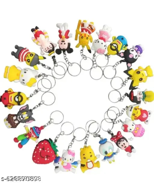 pack of 24Each keychain boasts a unique and lively cartoon character, turning your keys or bags into a playful canvas of colorr and charm. Select the one that resonates with your style and mood.