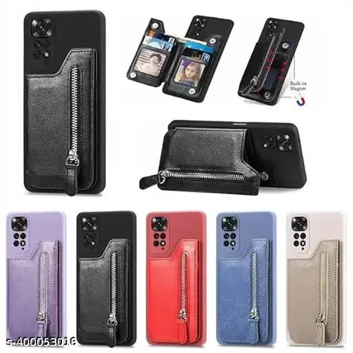 Stick on Wallet for Phone Case,Small Card Holder for Phone Case with Snap Closure, Card Holder for Back of Phone Cases Flip Leather Zipper Wallet Sleeve Pouch Compatible for Most Smartphones