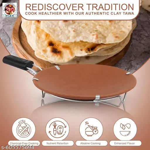 Handmade Clay Stand Tawa – Traditional Indian Griddle for Roti, Paratha & Dosa