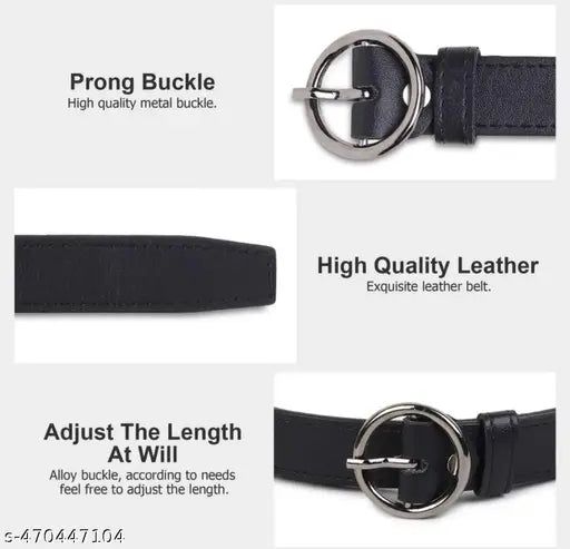 BLACK Ring Faux Leather Belt For Women's & Girls | Formal & Casual Belt For Ladies | Ring Belt For Ladies and womens
