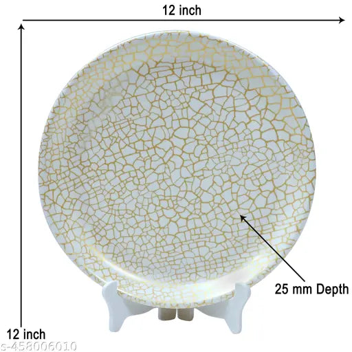 Ariya Melamine Round "12" Inch Urmi Thali P2 Dinner Plate / Party Plate / Lunch Plate /Dosa Plate / Big Size Plate / Dinner Plate Set of 3 (full plates) plate, dinner set full set Catering Plate, Restaurant Plate, Heavy Premium Quality Plate, (COLOUR AS A