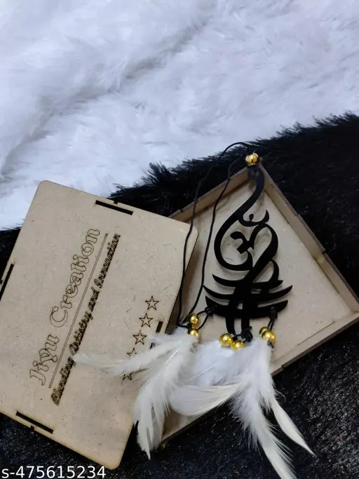 Jiyu Creation Car Hanging Ornament | Dream Catcher for Positive Energy | Rearview Mirror Charm | Home and Temple Decor | Durable Acrylic with Original Feathers