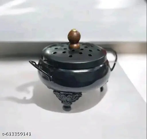 Iron Incense Burner Loban Burner with Hanger Dhoop Dhuni Burner Sambrani Dhoop Resin & Home Office Temple Prayer Butler | Matki Loban
