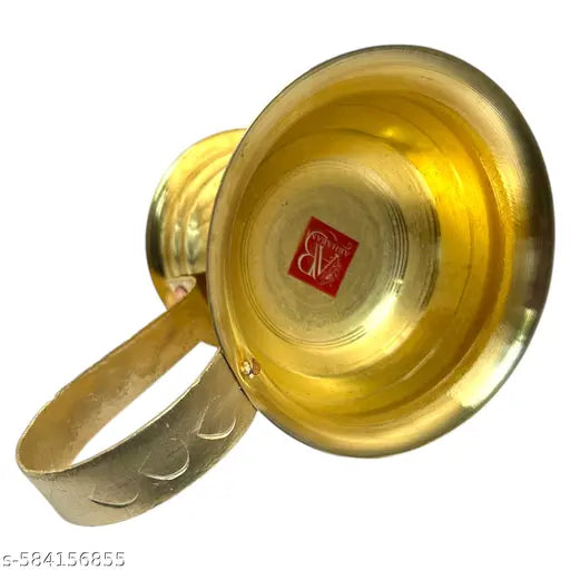 Pure Brass Puja Dhunuchi with Brass Handle | Rust-Proof Dhoop Lobhan Dani | Copper Joint Traditional Diya for Home Temple & Aarti(Pack Of 1)