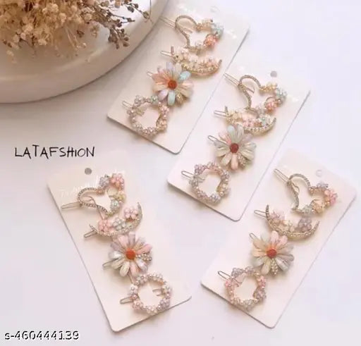 Combo Offer metal pearl claw clip and Pearl Resin Acrylic Hair Clips pack of 5 Cream color Metal Juttu clipu / Jada Clipu/Juttu Kliplu / Jada Klipu/Juttu pinu / Jada Pinu/Jada Billa/Muti kilippukal& Muti pinkal//mudi clippukalum mudi pinnukalum/Hair klip‌