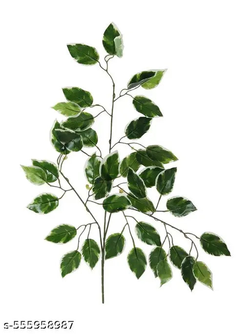 AK TRADERS  Artificial Trees Leaves Decorative Ficus Plants & 42 Leaves Theme Created This Product Easy Install &Washable Perfect Product for Your Home Decor (60 cm Tall, Set of 6, Green/White)