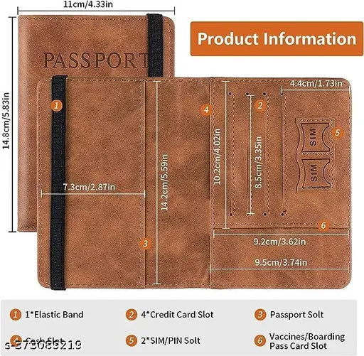 StealODeal Passport Holder Cover Wallet RFID Blocking PU Leather Travel Document Holder  (Brown)