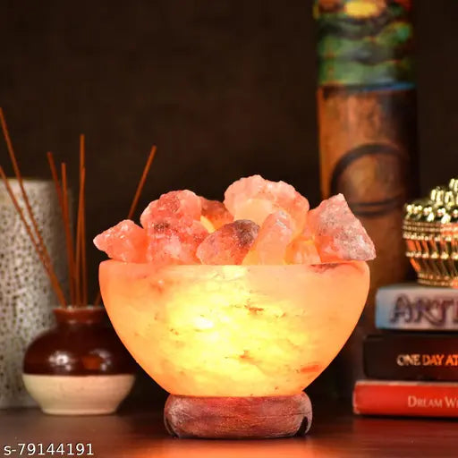 Global Aroma Fire Bowl (2-3kg) Himalayan Rock Salt Lamp for Positive Energy, Vastu, Healing, Harmony, Purification, Best Wellness Gifting Option