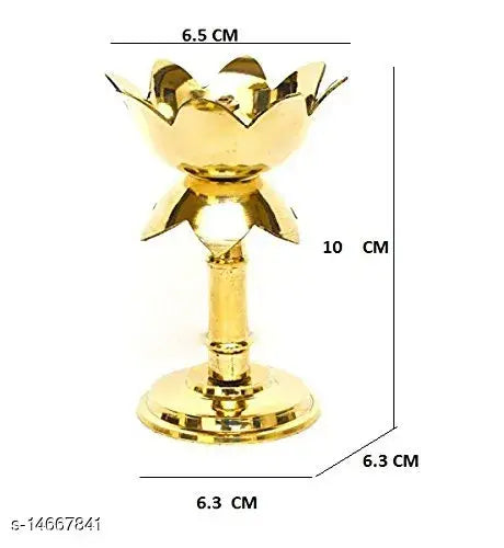 Heaven Decor Gold platted Pure kamal Brass Table Diya Set (Height: 4 inch)