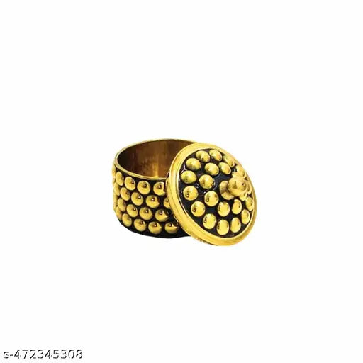 Gaar Gracious Excellent Brass Box Pooja | Puja | Roli | Chawal | Chandan | Haldi | Kumkum Puja Box | Sindoor | Turmeric | Dabbi | Dibbi | Dhani | Dani Lid Holder - Kumkum-Pot