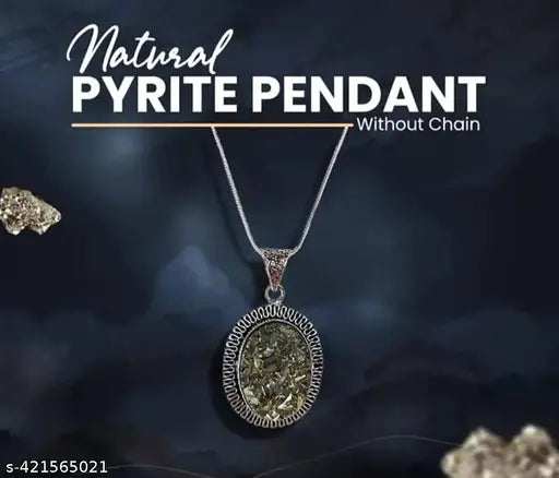 Natural  Pyrite Oval Shap Pendant, Crystal Stone Locket - Pendant for Reiki Healing and Crystal Healing Gemstone for Unisex