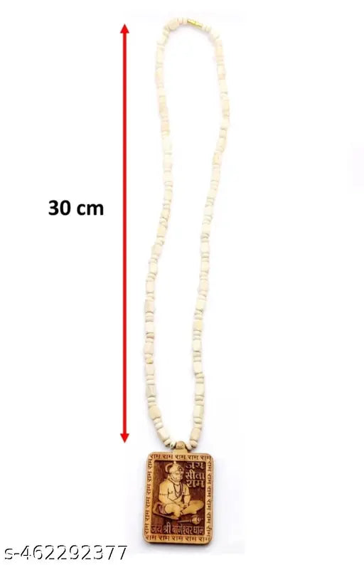 Trending stylish new hindu religious wooden Hanuman bajarangBali Bala ji locket with tulshi mala kanthi mala chain pandent Necklace for boys/men and girls/women