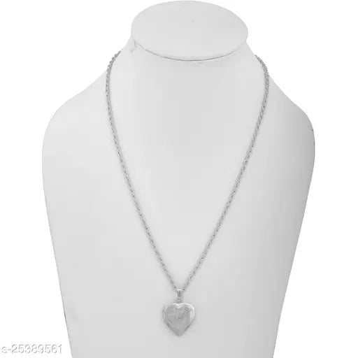 Morvi Brass Silver Plated Heartshape Mini Size Heart Love in Forever Photo Moment Pendant Locket Jewellery for Men and Women