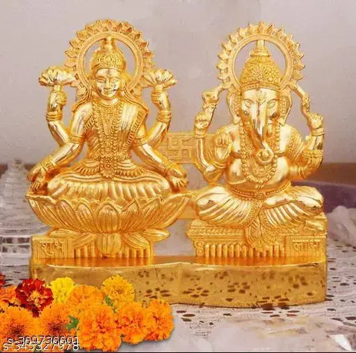 Metal Lakshmi Ganesh Statue - Diwali Home Decoration Items - Lakshmi Ganesh for Diwali Showpiece