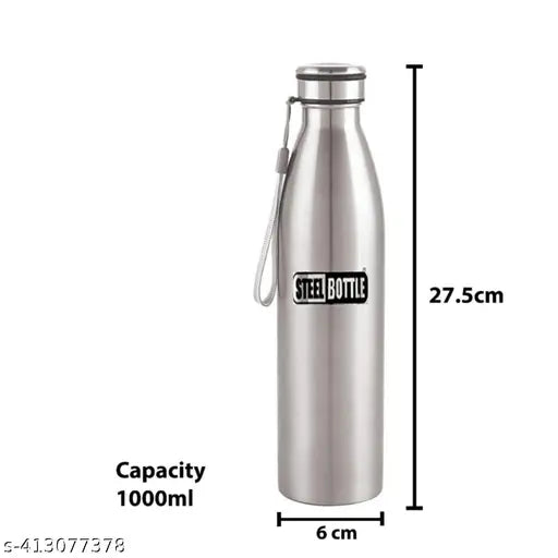 Stainless Steel Slim Water Bottle With Loop 1000 Ml School,College,Fridge,Home & Office bottle for Mens and Womens (Pack of 1)