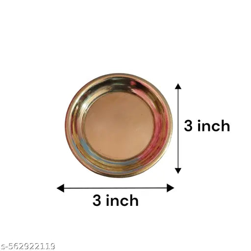 Pure Brass Plates Pack of 3  Use it for Bhog ,Base for Deepak ,Dhoop Stand