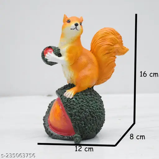 Squirrel Eating Nuts Resin Showpiece for Garden Decor, Home, Gift