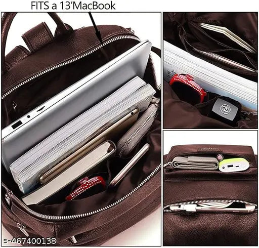 Craftwood Backpack Purse for Women Satchel Handbags Large Capacity Travel Vintage PU Leather Shoulder Bag For Office College