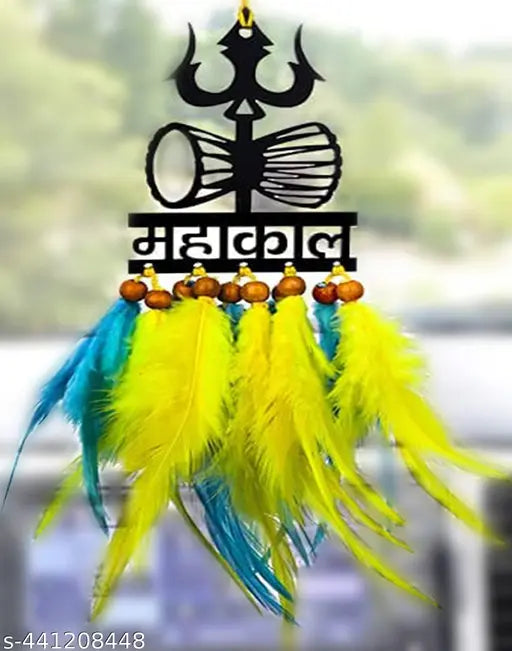 Sioncet created Mahak For car hanger, Yellow and Blue color dream catcher, hand made iteam, ( Pack of One )