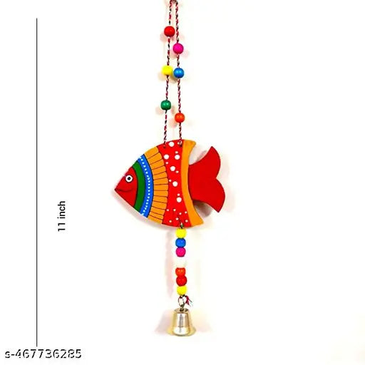 Hanging Fish Feng Shui Vastu Handmade Hand-Painted for Garden Balcony Home Office Cafe Decoration Main Door Toran Latkan Festival Decorative Wall Hanging