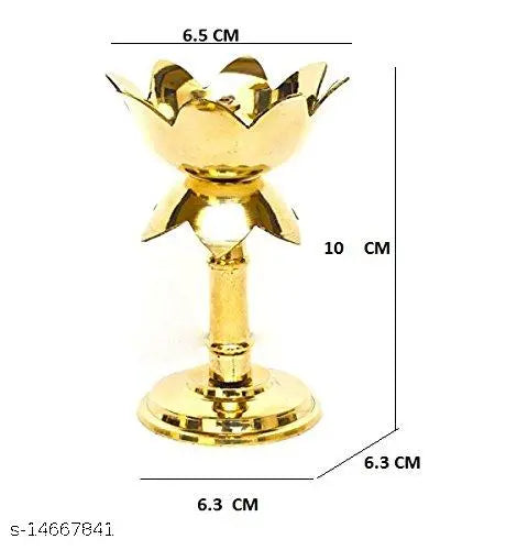 Heaven Decor Gold platted Pure kamal Brass Table Diya Set (Height: 4 inch)