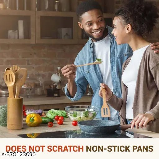 7 Cooking and serving ladles spatula wooden cooking tools